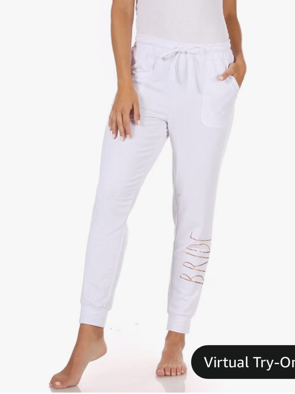 Rae Dunn White Jogger Pants BRIDE size Large
